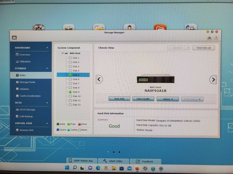 QNAP TS-1263U-RP 12-Bay 3.5\\" NAS with 2x 1TB HDDs, and 5x Total Caddies _