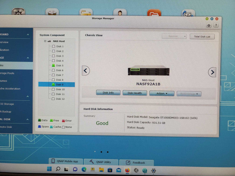 QNAP TS-1263U-RP 12-Bay 3.5\\" NAS with 2x 1TB HDDs, and 5x Total Caddies _