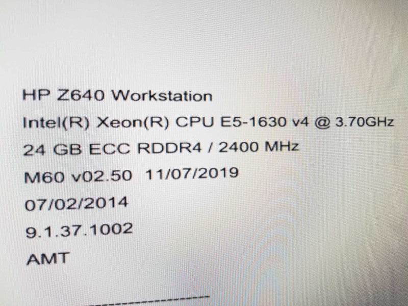 HP Z640 Workstation, 1x Xeon E5-1630 v4 3.7GHz QC/ 24GB DDR4, NO GPU/HDDs ~