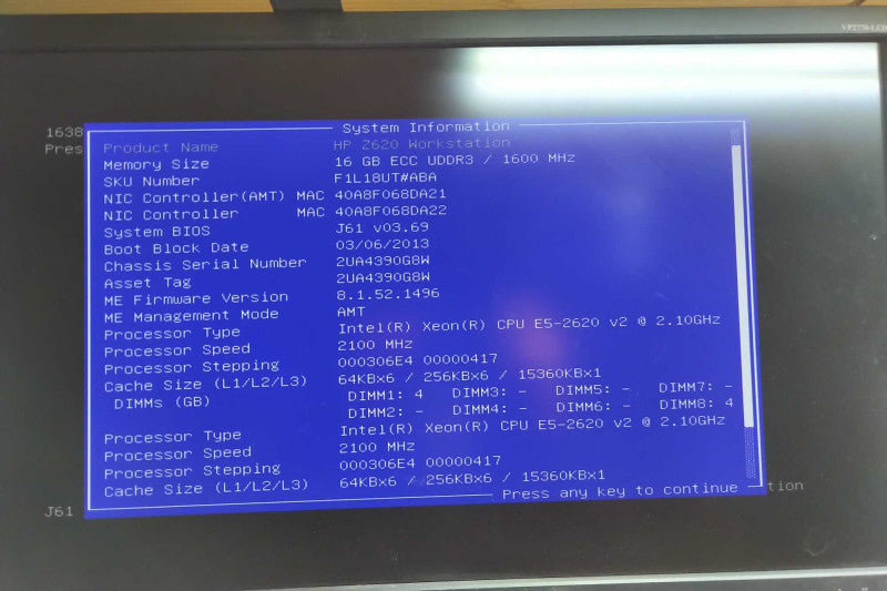 HP Z620 Workstation Xeon E5-2620 V2 @ 2.10ghz / 16gb ram / Quadro K620 GPU #