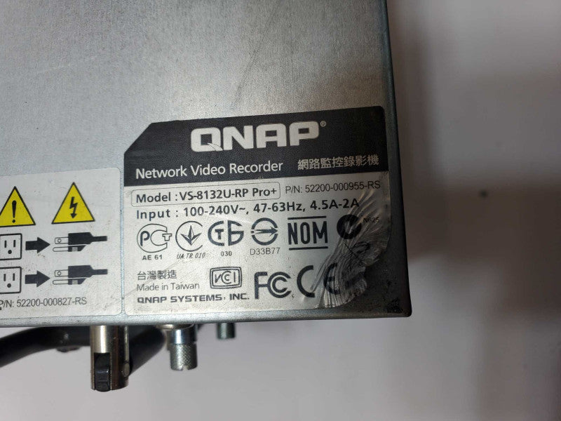 QNAP VS-8132U-RP Pro+ 8-Bay Network Video Recorder, 1x 2TB HDD, Factory reset _