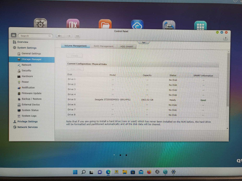 QNAP VS-8132U-RP Pro+ 8-Bay Network Video Recorder, 1x 2TB HDD, Factory reset _