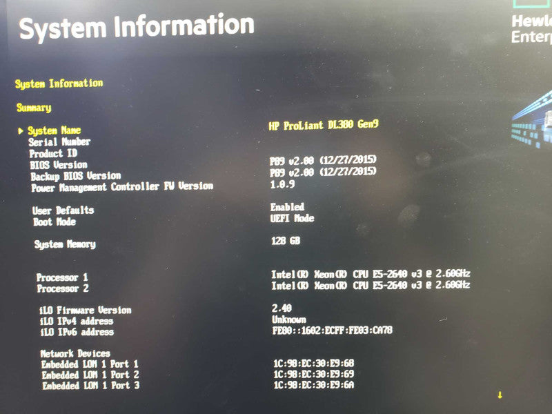 HP ProLiant DL380 G9 2xXeon E5-2640v3@2.6GHz 128GB ECC DDR4 Smart Array P440ar [