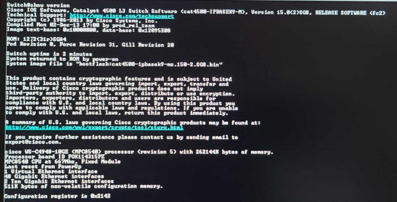 Cisco WS-C4948-10GE-S 48 Port Gigabit +10GB Switch w/ Dual PSU  $
