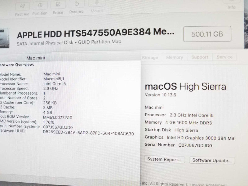 Mac mini - M.2011 A1347, i5-2415M 2.3GHz/4GB, intel HD 3000, 500GB HDD, QTY ~