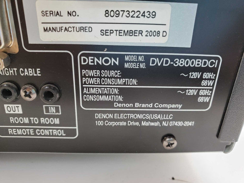 DENON DVD-3800BDCI Blu-Ray / DVD / CD Player for Parts )
