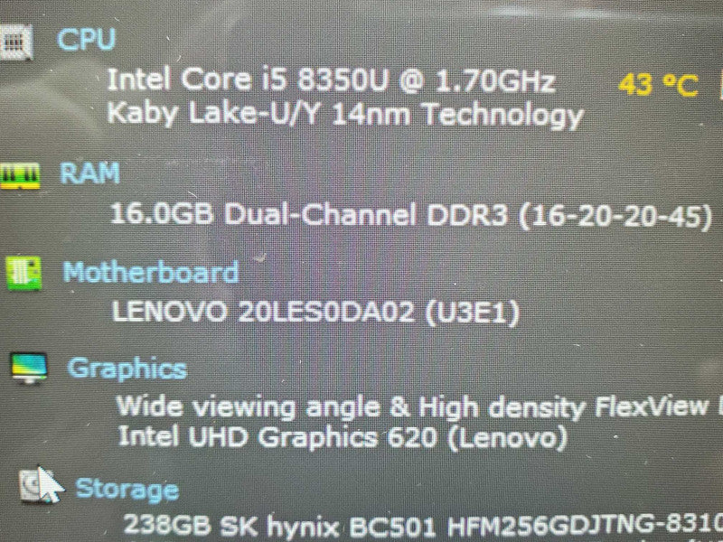 Lenovo Yoga X1 Carbon 3rd Gen, i5 8350U 1.7GHz 16GB DDR4 240GB SSD |