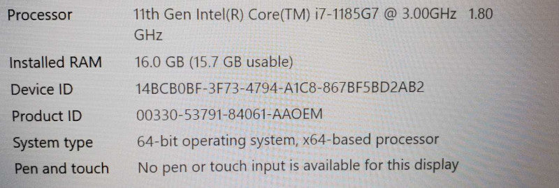 Dell Latitude 7420 Core i7-1185G7 @ 3.0 GHz 16GB DDR4 250GB SSD (