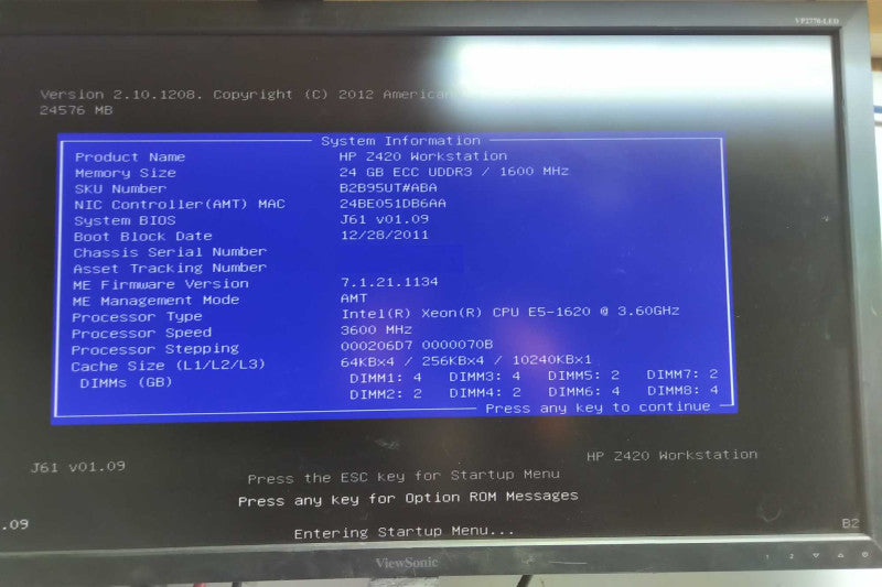 HP Z420 workstation Xeon E5-1620 @ 3.60ghz / 24gb ram / quadro 4000 GPU #
