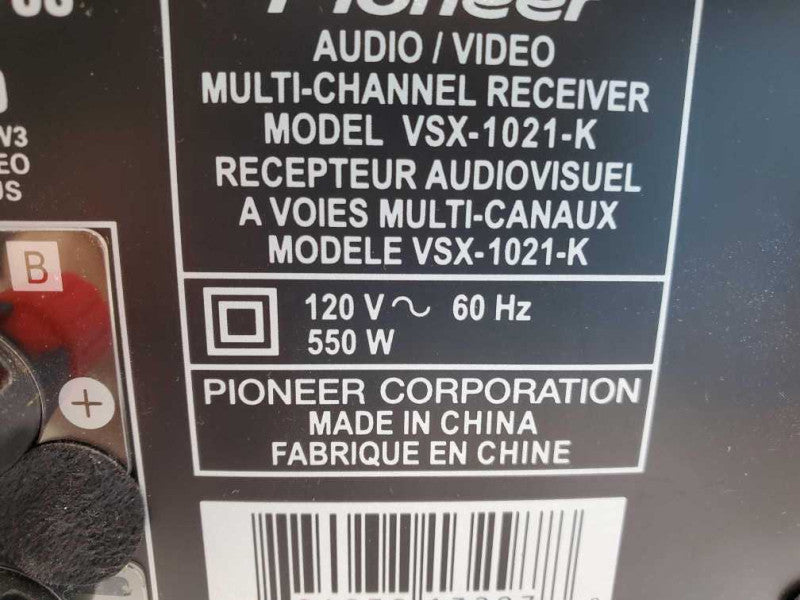 PIONEER VSX-1021-K 7.1 Multi-Channel AV Receiver (AS-IS) |
