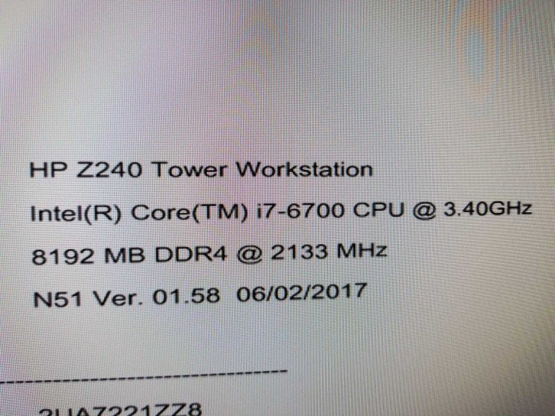 HP Z240 Workstation, I7-6700 3.4GHz/8GB DDR4, NO HDDs, QTY ~