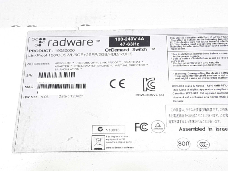 Radware LinkProof APSolute Application Delivery 19080000 +