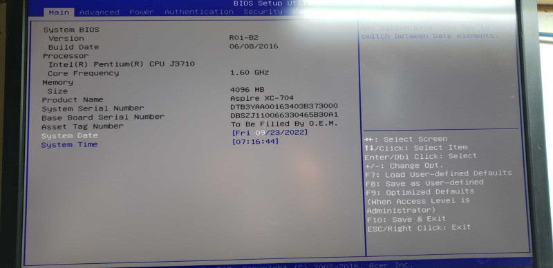 Acer Aspire XC-704 Pentium N3700 @ 1.60ghz / 4gb ram / no HDDs # #