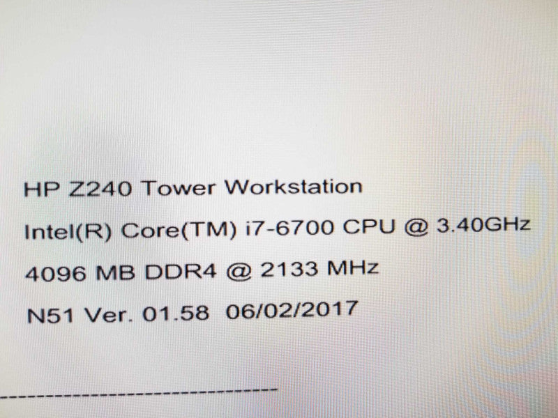 HP Z240 Workstation, I7-6700 3.4GHz/4GB DDR4, NO HDDs,   READ* ~