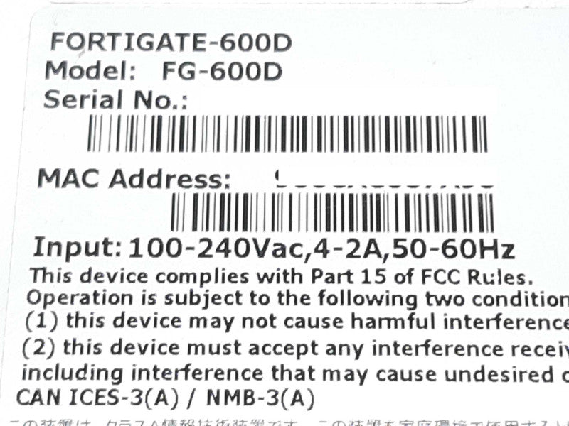 Fortinet Fortigate 600D  Managed Firewal FG-600D +