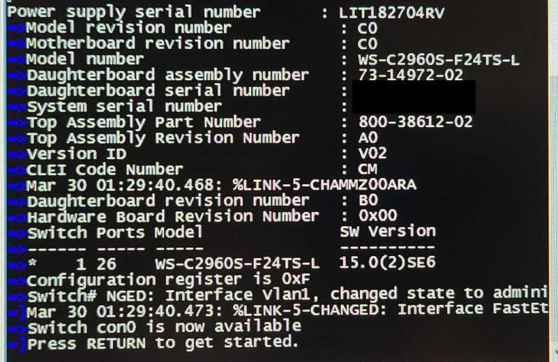 Cisco Catalyst WS-C2960S-F24TS-L 24x Port Ethernet 2x SFP Port Managed Switch $