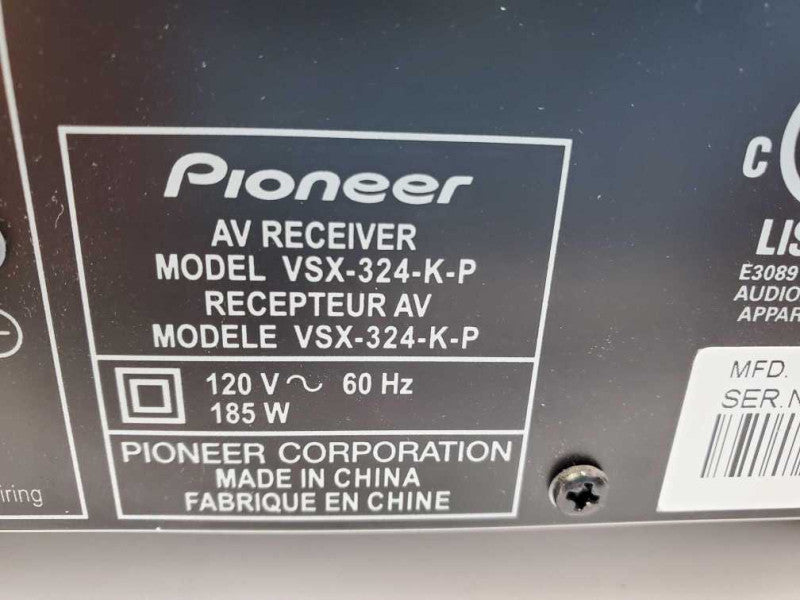 Pioneer Receiver VSX-324-K-P 5.1 Channel HDMI Surround Sound 185W (AS-IS) |