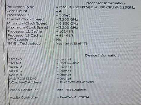Dell OptiPlex 7040 i5-6500 3.2GHz 8GB RAM NO HDD |