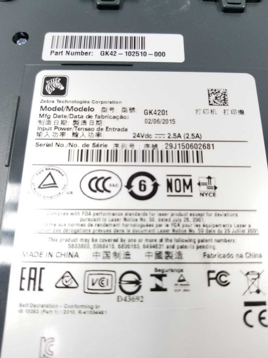 Zebra GK420t USB Serial Parallel Direct Thermal Label Printer,   READ* ~