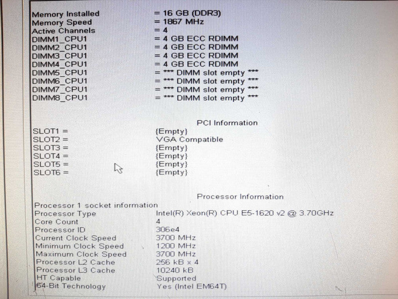 DELL Precision T3610 WS Xeon E5-1620 v2 @ 3.70GHz 16GB RAM - NO HDD +