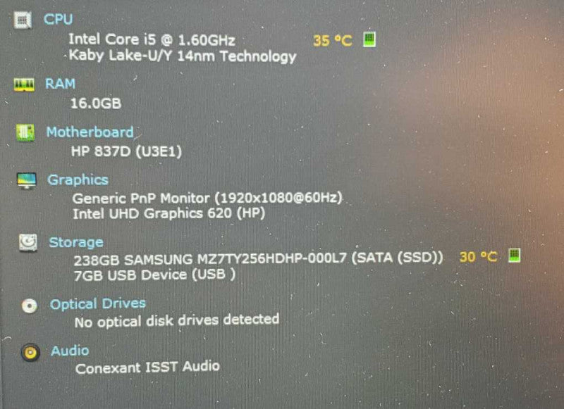 HP ProBook 450 G5 Core i5-8250U @ 1.6GHz 16GB DDR4 250GB SSD (