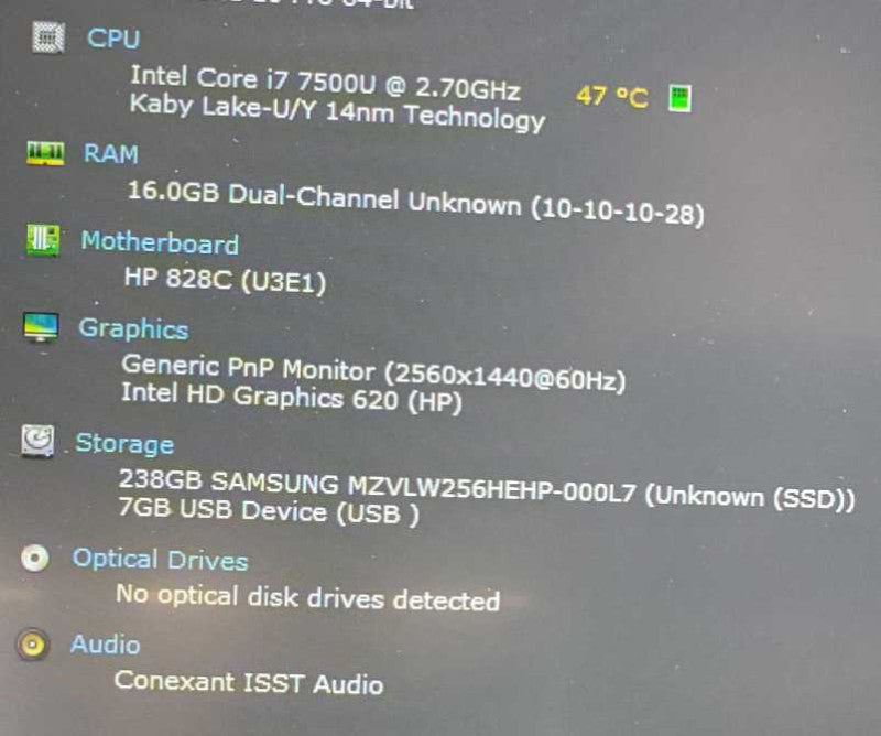 HP EliteBook 840 G4 Core i7-7500U @ 2.7 GHz 16GB DDR4 250GB SSD (