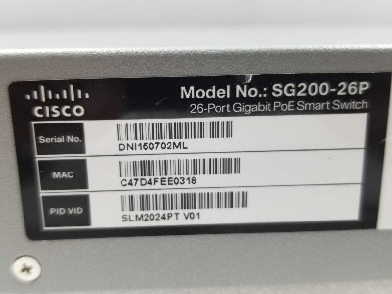 Cisco SG200-26P SLM2024PT V03 26-Ports Desktop Ethernet PoE Smart Switch ~