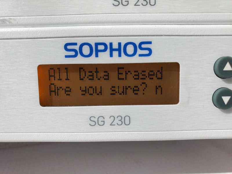 Sophos SG 230 Security Appliance Firewall, Factory Reset _