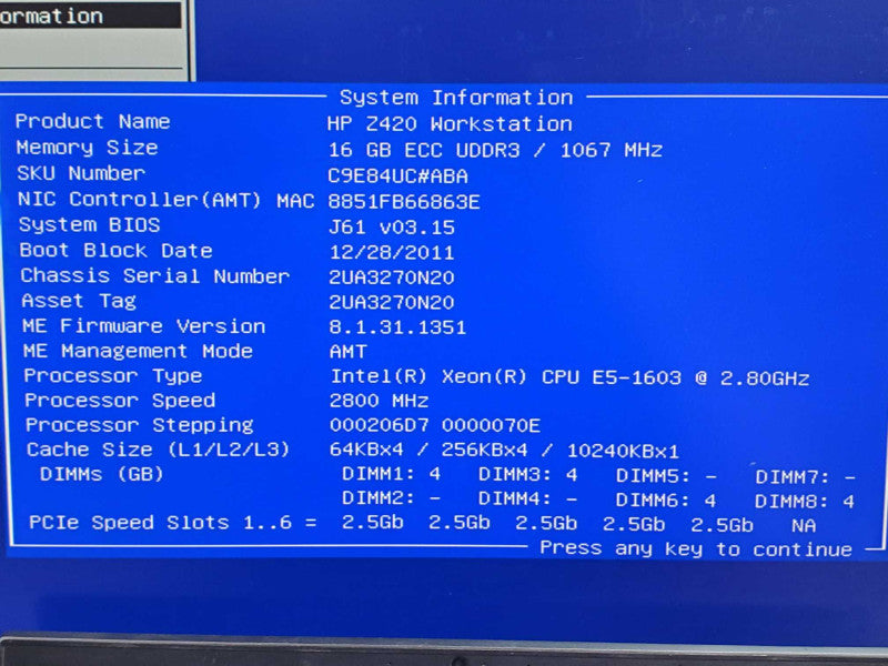 HP Z420, Xeon E5-1603 2.8GHz 16GB DDR3 nVidia Quadro K2000 |