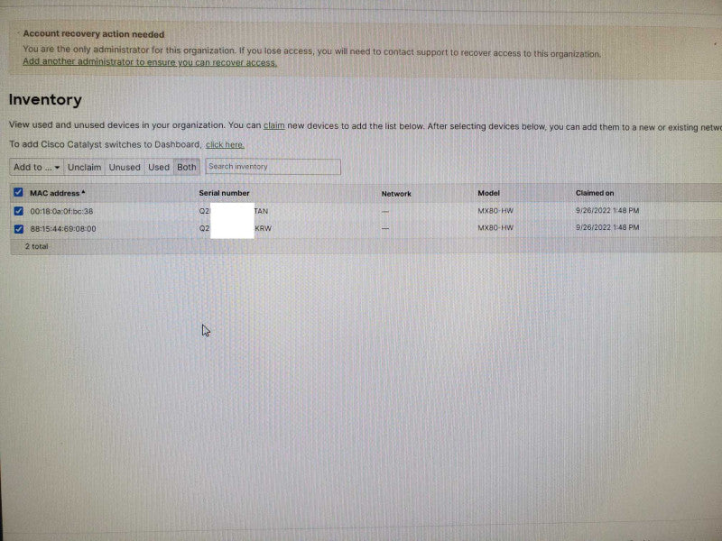 Cisco Meraki MX80 - MX80-HW UNCLAIMED Cloud Managed Firewall  _