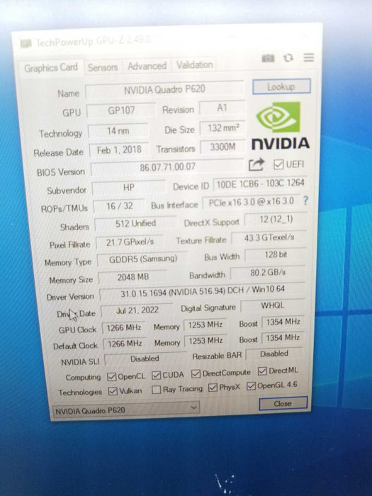 Nvidia Quadro P620 2GB Graphics Card - w/ 4 Mini Display to Display Adapters  ~