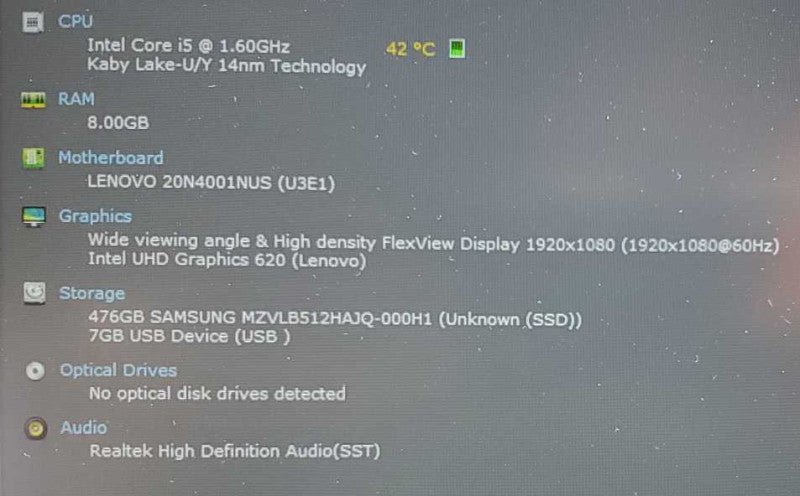 Lenovo ThinkPad T590 Core i5-8265U @ 1.6 GHz 8GB DDR4 500GB SSD (