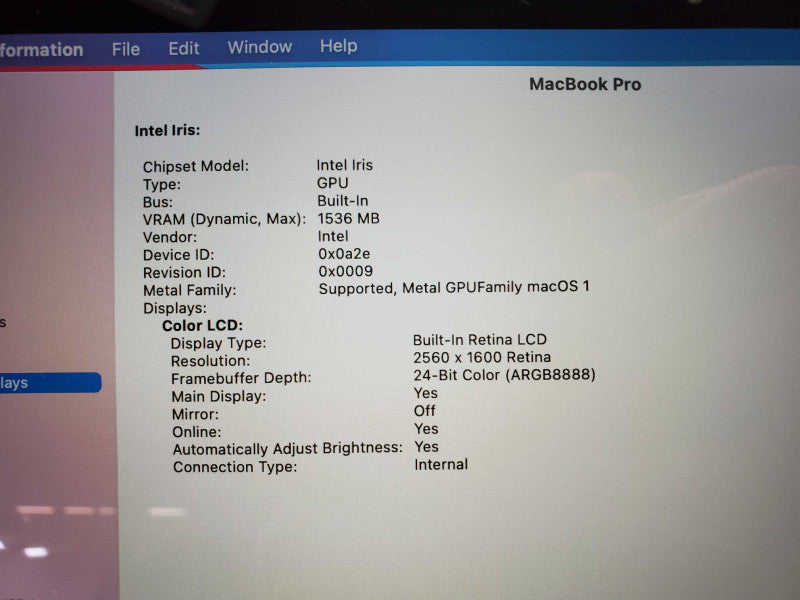 Macbook Pro 2013 Core i5-4288U @ 2.6 GHz 8GB Ram 250GB SSD (