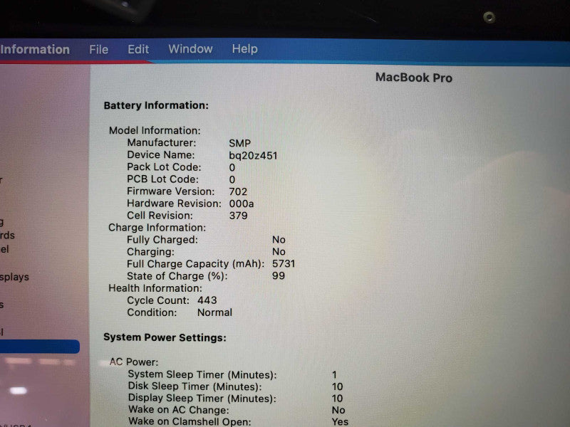 Macbook Pro 2013 Core i5-4288U @ 2.6 GHz 8GB Ram 250GB SSD (