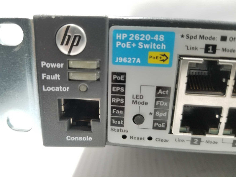 HP J9627A 48 Port Gigabit PoE+ Managed Ethernet Switch, FCTY RESET ~