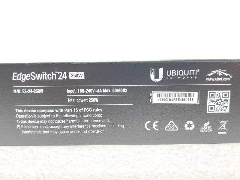 Ubiquiti EdgeSwitch24 250W ES-24-250W, Powers on, Software/OS Issue, AS-IS _