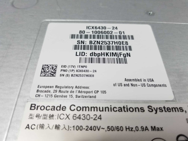 Brocade ICX 6430-24 24-Port + 4 SFP Gigabit Ethernet Managed Network Switch, QTY ~