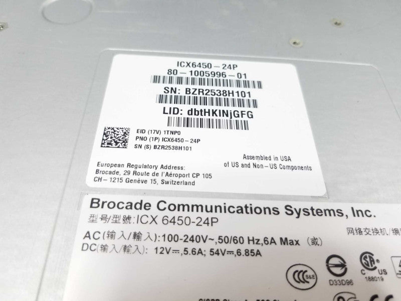 Brocade ICX 6450-24P 24-Port Gigabit PoE+ Ethernet ~