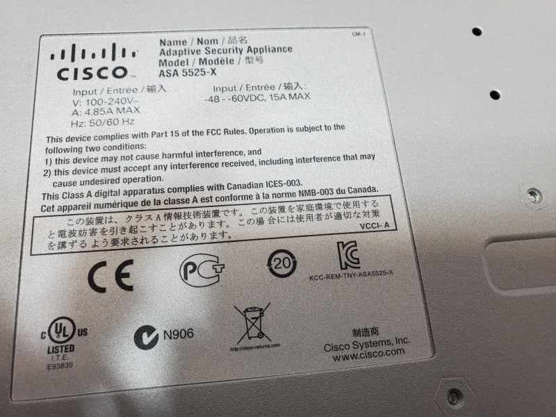 Cisco ASA 5525-X Adaptive Security Application No HDD/IOS, Read _