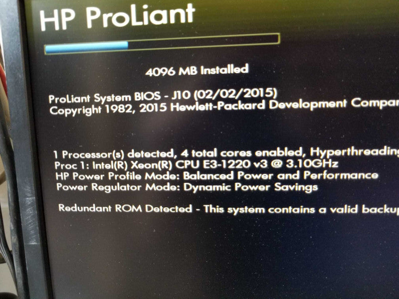 HP ProLiant ML10 V2, E3-1220v3 3.1GHz QC/4GB, B120i Raid, NO HDDs. ~