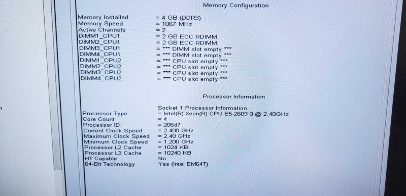 Dell Precision T5600 Xeon E5-2609@2.4GHz 4GB ECC DDR3 Quadro 600 No HDD [