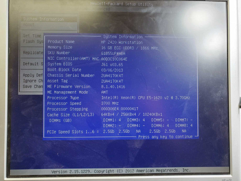 HP Z420 Workstation Xeon E5-1620 v2 @ 3.7GHz 16GB DDR3 1TB HDD Quadro FX 3800 )