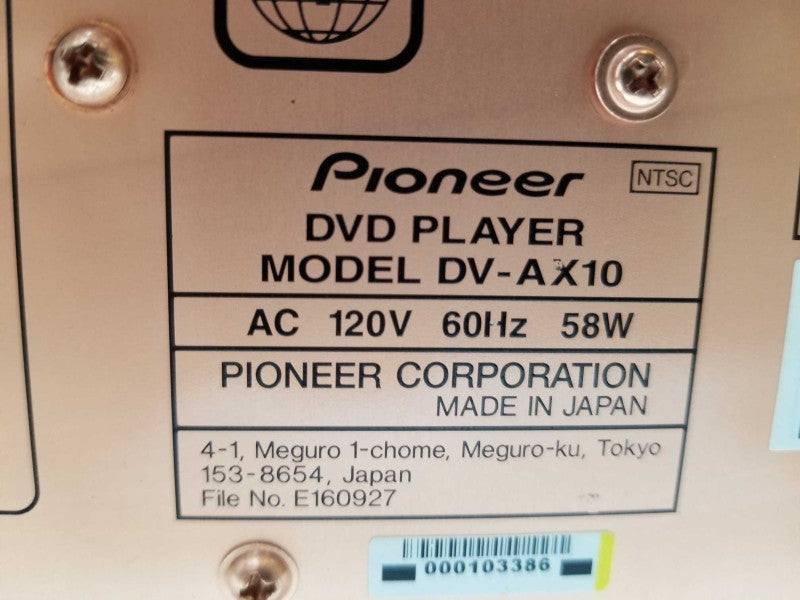 PIONEER DV-AX10 PROGRESSIVE SCAN - DVD PLAYER, AS-IS ~