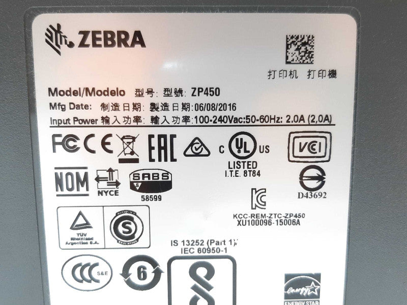 Zebra ZP 450 Thermal Label Printer +