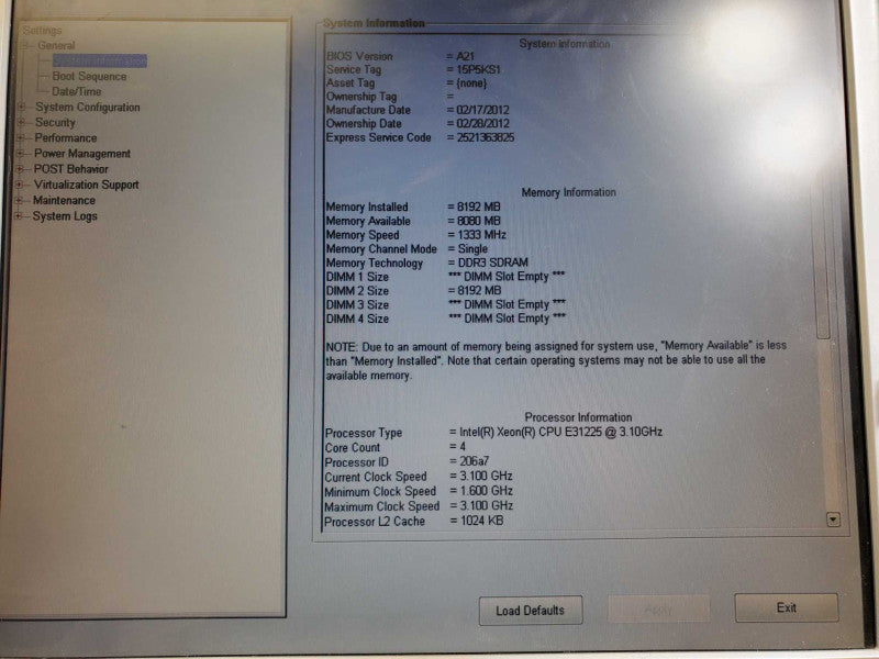 Dell Precision T1600 Xeon E31225 @3.10GHz 8GB DDR3 1TB HDD )