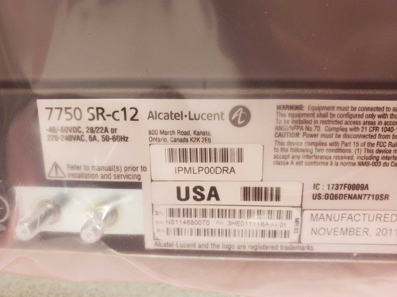 Alcatel CH-BN-7750 SR-C12 Chassis bundle 3HE01016BA, New Open-Box _