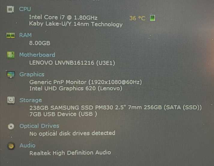 Lenovo IdeaPad 330S Core i7-8550U @ 1.8 GHz 8GB DDR4 250GB SSD (