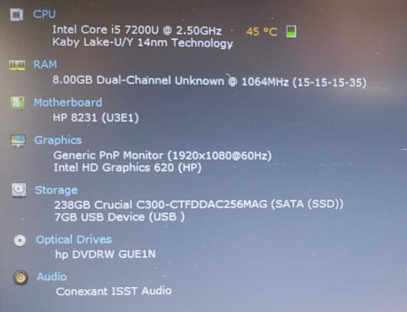 HP ProBook 450 G4 Core i5-7200U @ 2.5 GHz 8GB DDR4 250GB SSD *READ* (