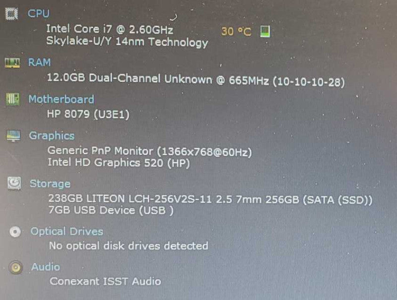 HP EliteBook 850 G3 Core i7-6600U @ 2.6 GHz 12GB DDR4 250GB SSD (