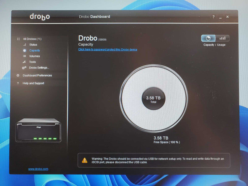 Data Robotics Drobo B800i 8-bay Storage with 5x 1TB HDDs, Factory Reset _
